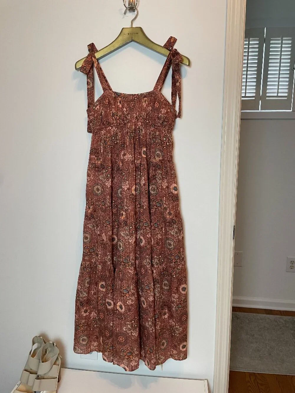 ULLA JOHNSON Cordelia Rosebud Floral Smocked Boho Midi Dress \\ 00 (XS) - Picture 2 of 11